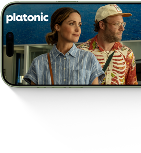 iPhone 17, voorkant, met de Apple TV+-serie Platonic